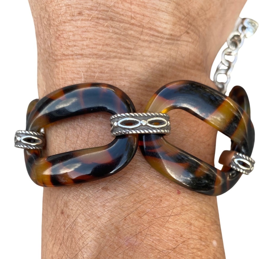 New Brighton Desert Sky‎ Tortoise Shell Link Bracelet Silver Tone Clasp
